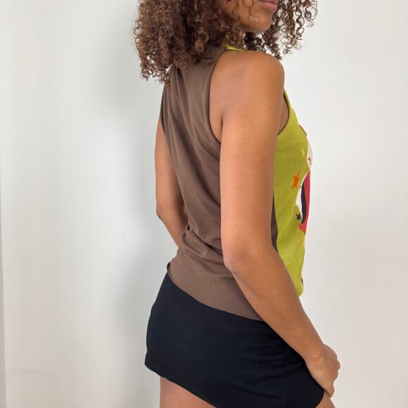 Vintage Italian psychedelic graphic mesh sleeveless top (Medium) - Picture 3 of 8